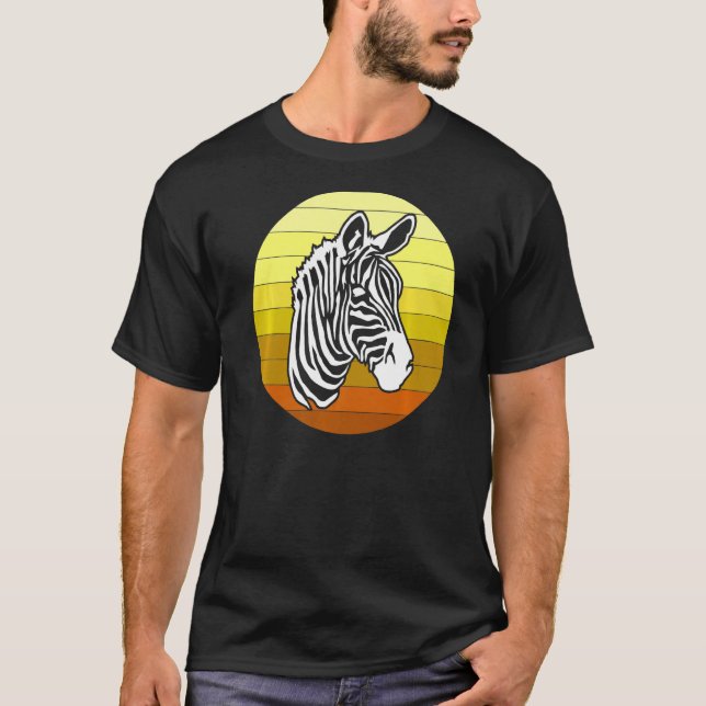 Zebra Retro afrikanische Tiere T-Shirt (Vorderseite)