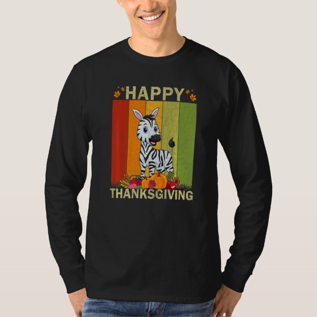 Zebra  Retro Graphic Family Matching Thanksgiving T-Shirt (Vorderseite)