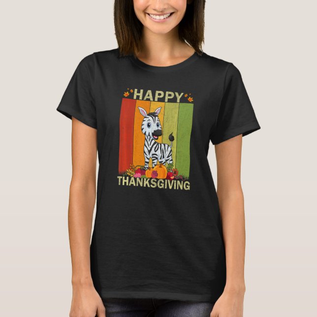 Zebra  Retro Graphic Family Matching Thanksgiving T-Shirt (Vorderseite)