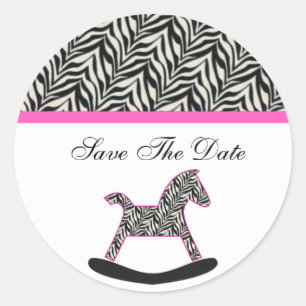 Zebra Rocking Horse Save the Date Stickers