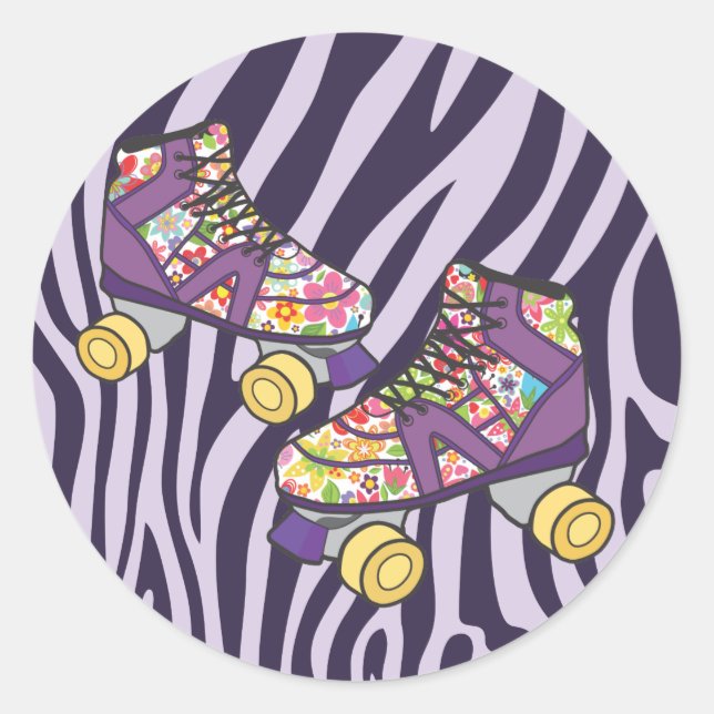 Zebra Roller Skate Roller Skaten Party Sticker (Vorderseite)