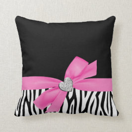 Zebra-Rosa-Bogen-Diamant-Herz Kissen