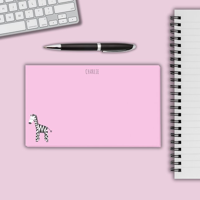Zebra rosa post-it klebezettel (Pink Zebra personalized post it notes)