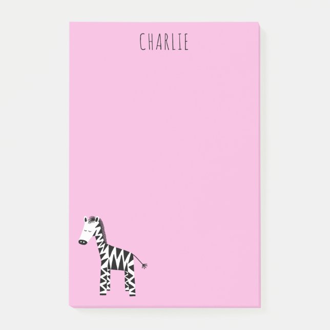 Zebra rosa post-it klebezettel (Vorderseite)