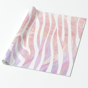 Zebra Rosa und Weiß Geschenkpapier