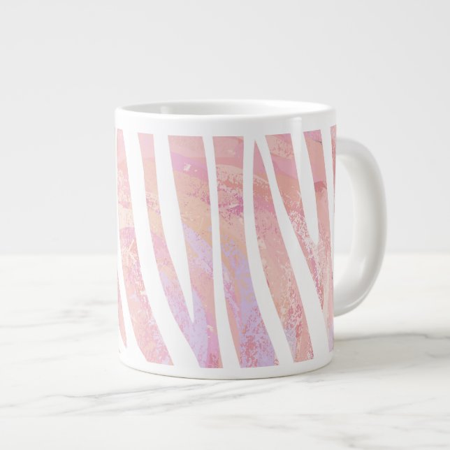 Zebra Rosa und Weiß Jumbo-Tasse (Vorderseite Rechts)