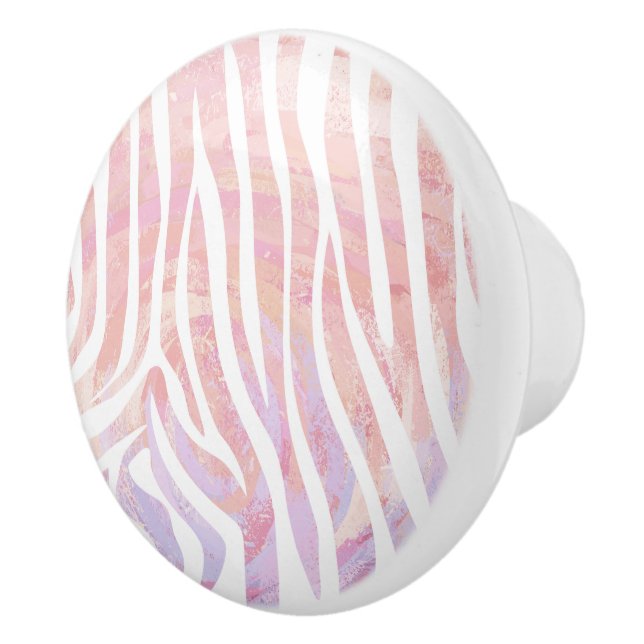 Zebra Rosa und Weiß Keramikknauf (Rechts)