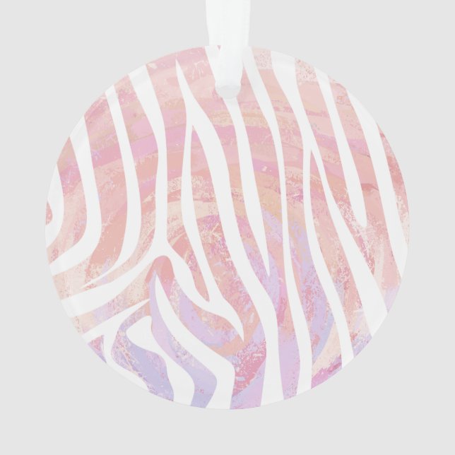 Zebra Rosa und Weiß Ornament (Rückseite)