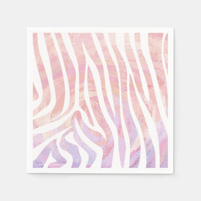 Zebra Rosa und Weiß Serviette (Vorderseite)