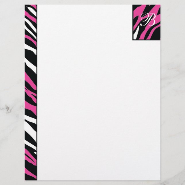 Zebra - rosa und weiße Buchstaben (Vorderseite)