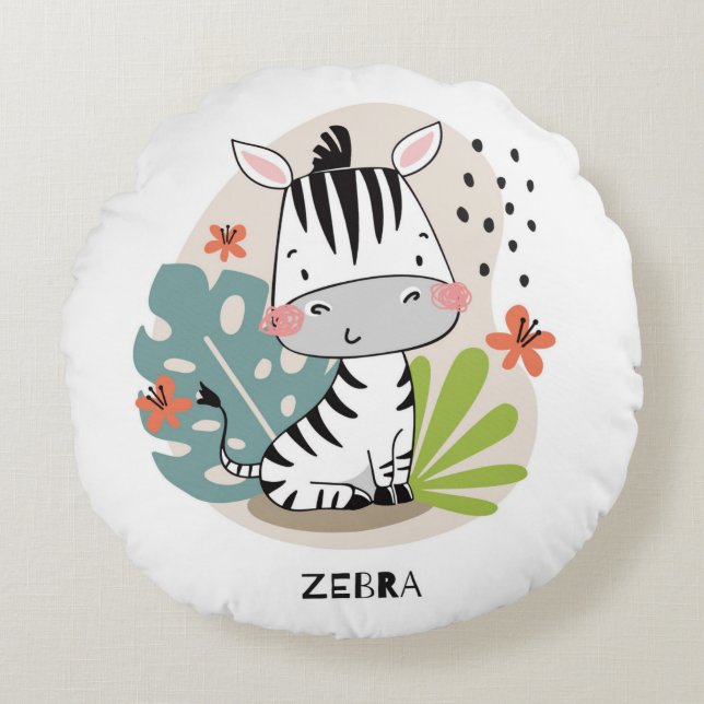 Zebra Round Pillow Rundes Kissen (Vorderseite)