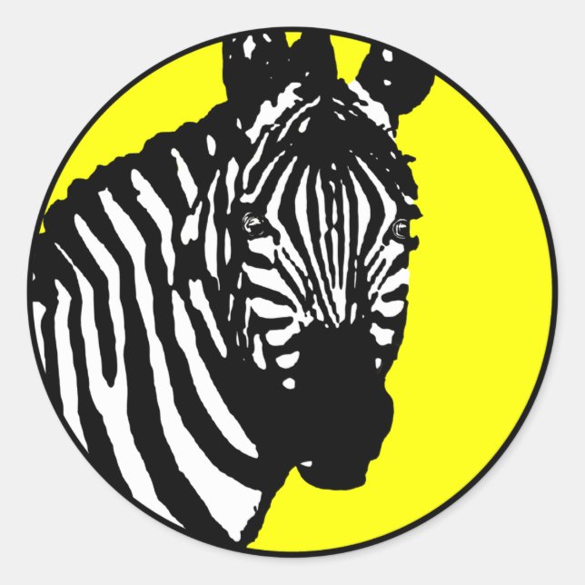 Zebra. Runder Aufkleber (Vorderseite)