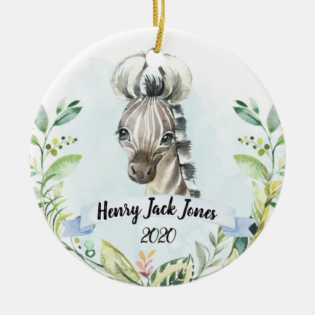 Zebra Safari Animal My First Christmas Boy Keramik Ornament (Vorne)