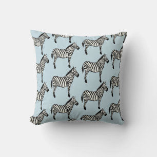 Zebra Safari Animal Print Blue Throw Kissen