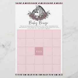 Zebra Safari Baby Shower Bingo Game