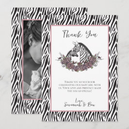 Zebra Safari Baby Shower Photo Thank You Dankeskarte