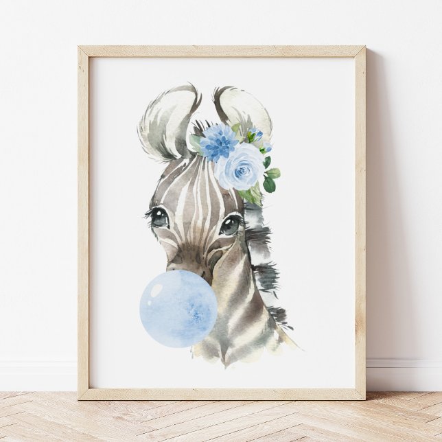 Zebra, Safari, Blue Bubble Gum, Boy Kinderzimmer Poster (Von Creator hochgeladen)