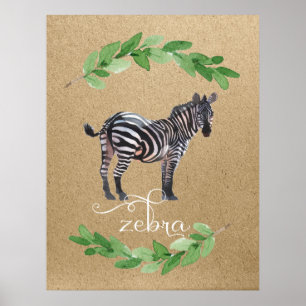 Zebra Safari Dschungel-Kinderzimmer-Kunst Poster