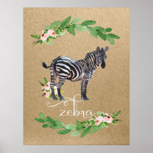 Zebra-Safari-Dschungel-Kinderzimmer-Kunst Poster