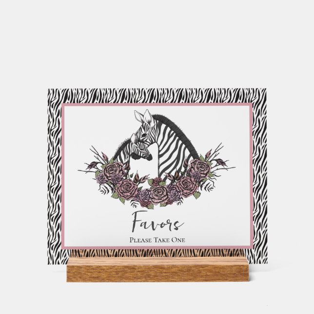 Zebra Safari Favors Please Take One Baby Shower Acrylschild (Vorderseite)