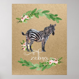 Zebra Safari Jungle Kinderzimmer Art Poster