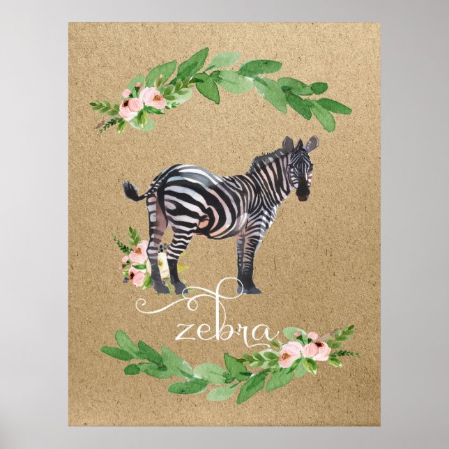 Zebra Safari Jungle Kinderzimmer Art Poster (Vorne)