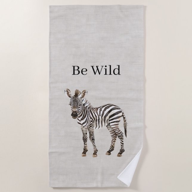 Zebra Safari Tier Faux Leinen Strandtuch (Vorderseite)