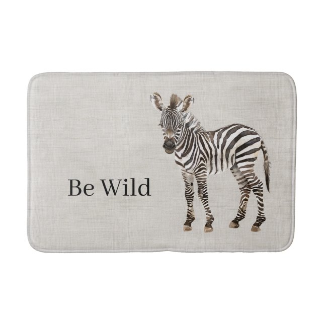 Zebra-Safari-Tier-Faux-Linen Badematte (Vorderseite)