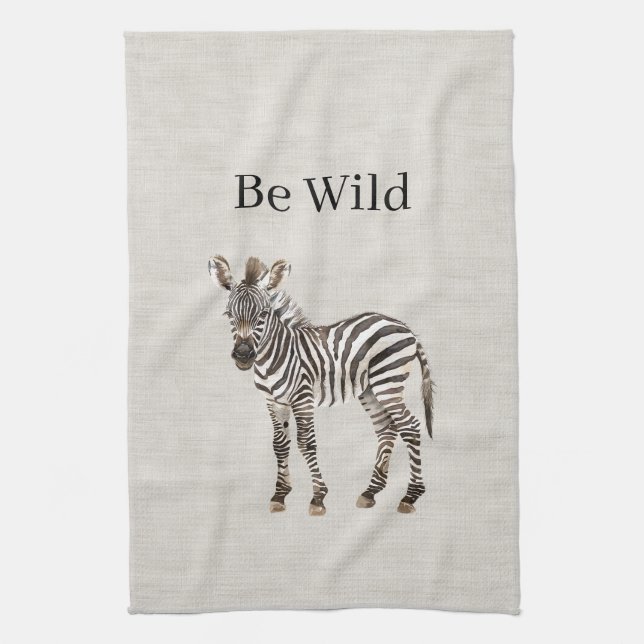 Zebra-Safari-Tier-Faux-Linen Geschirrtuch (Vertikal)
