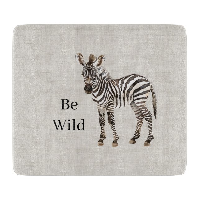 Zebra-Safari-Tier-Faux-Linon Schneidebrett (Vorderseite)