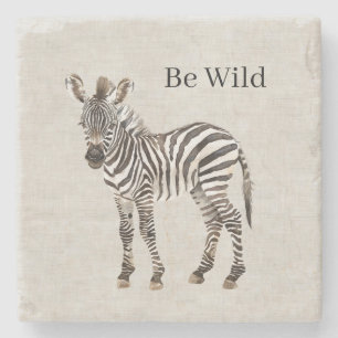 Zebra-Safari-Tier-Faux-Linon Steinuntersetzer