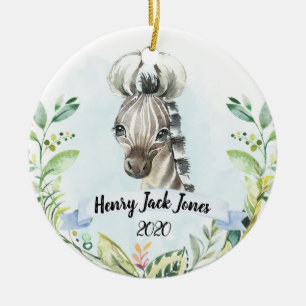 Zebra Safari Tier Mein erster Weihnachtsjunge Keramik Ornament