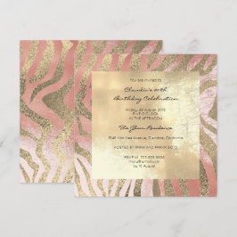 Zebra Safari Tierhaut Rosa Rose Blush Gold Einladung