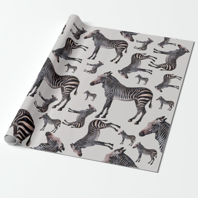 Zebra Safari Vintag Illustration Geschenkpapier (Ungerollt)