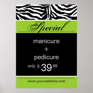 Zebra Salon Wellness-Center Poster Trendy Lime Gre