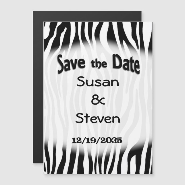 Zebra Save the Date Magneteinladung (Vorne/Hinten)