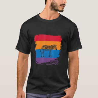Zebra-Schatten-Silhouette mit farbenfroher Flagge T-Shirt