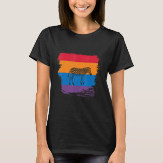Zebra-Schatten-Silhouette mit farbenfroher Flagge T-Shirt