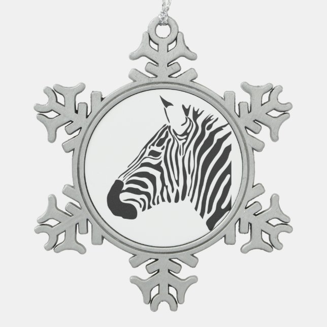 ZEBRA SCHNEEFLOCKEN Zinn-Ornament (Vorderseite)