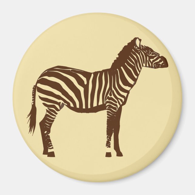 Zebra - Schokolade Brown und Camel Tan Magnet (Vorne)