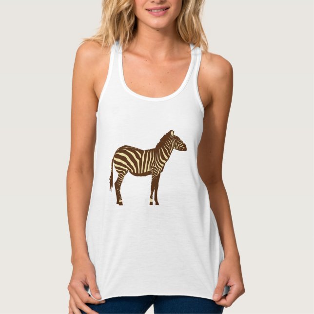 Zebra - Schokolade Brown und Camel Tan Tank Top (Vorderseite)