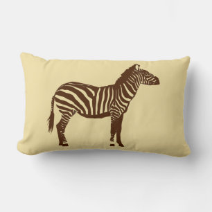Zebra - Schokoladenbraun und Kamel-Tan Lendenkissen