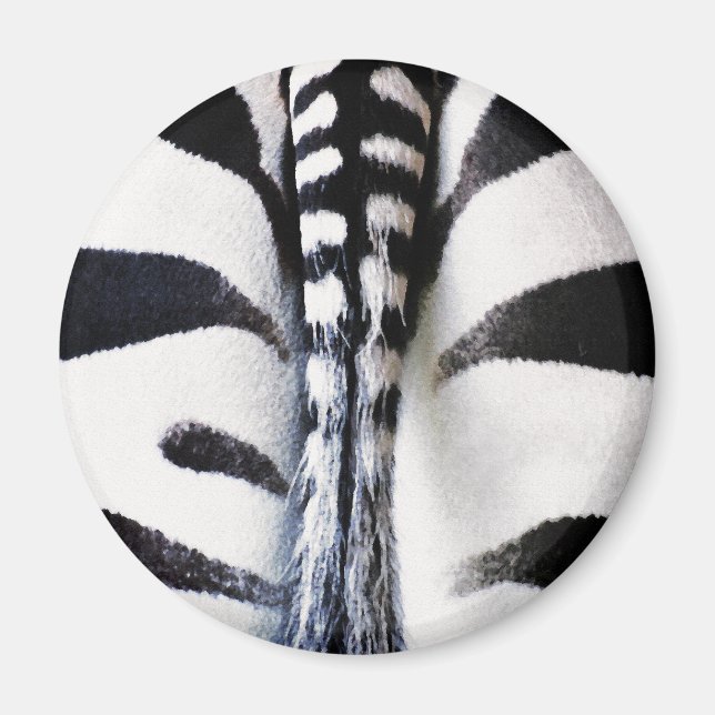 Zebra Schwanz Black & White Magnet (Vorne)