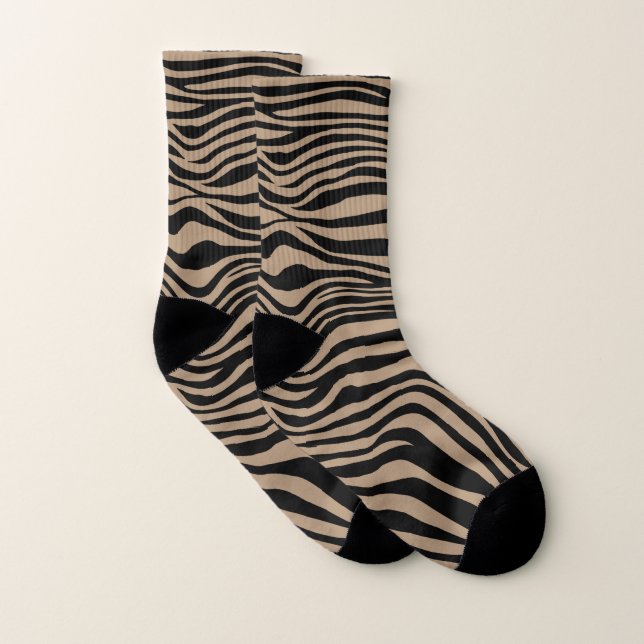 Zebra Schwarz-Braun-Safari-Dschungel-Print-Muster  Socken (Paar)