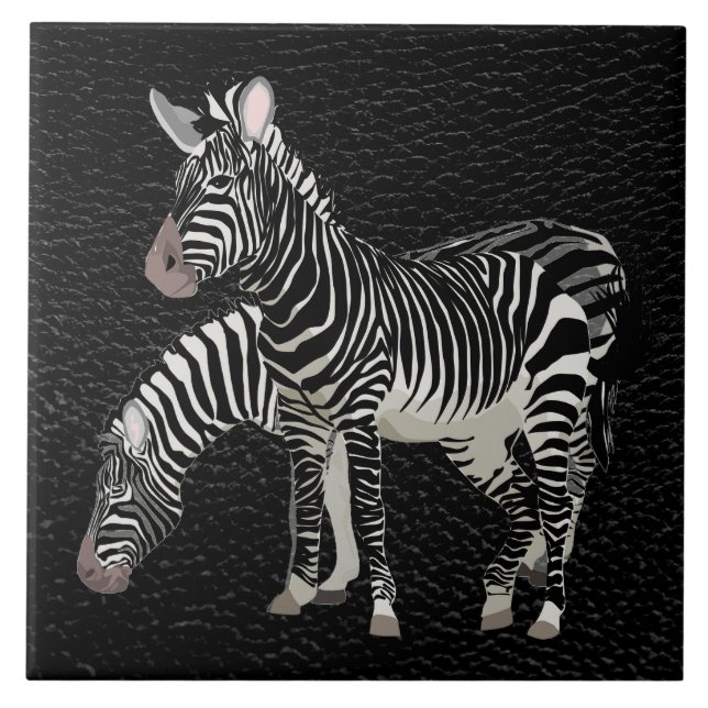 Zebra-Schwarz-Leder-Dekorative Keramikfliese (Vorderseite)
