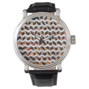 Zebra Schwarz Orange Druck Armbanduhr