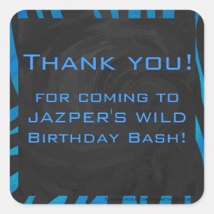 Zebra Schwarz und Blau mit Monogramm Quadratischer Aufkleber