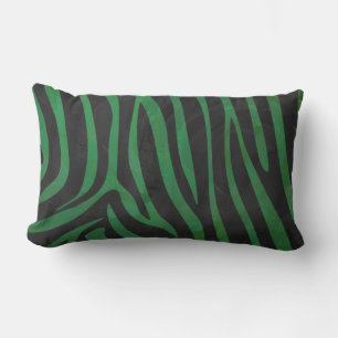 Zebra Schwarz- und Grün-Druck Lendenkissen