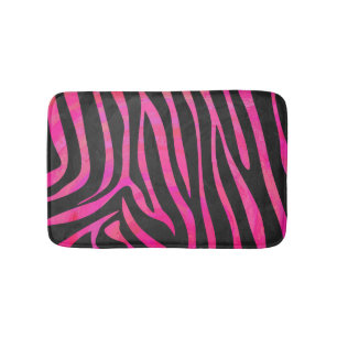 Zebra Schwarz und Hot Pink Druck Badematte