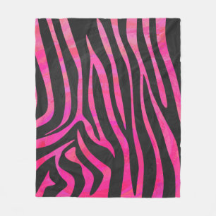 Zebra Schwarz und Hot Pink Druck Fleecedecke